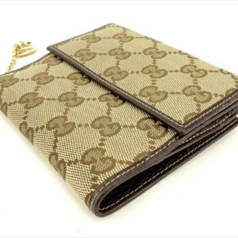 Gucci Wallet Purse GG Beige Brown Canvas Leather Woman Authentic Used T8674 - Picture 6 of 8